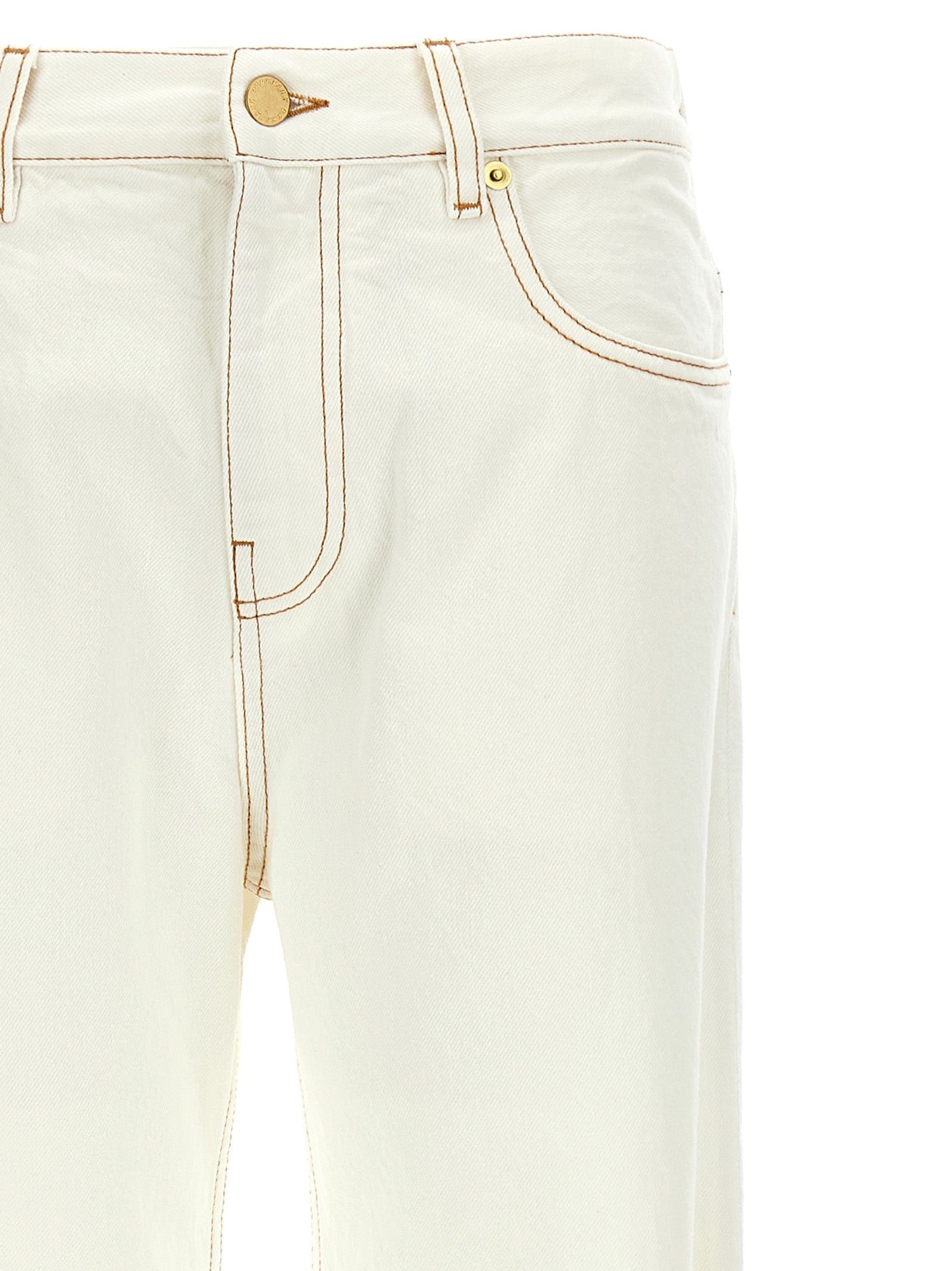 Darkpark White Cotton Straight-Leg Jeans
