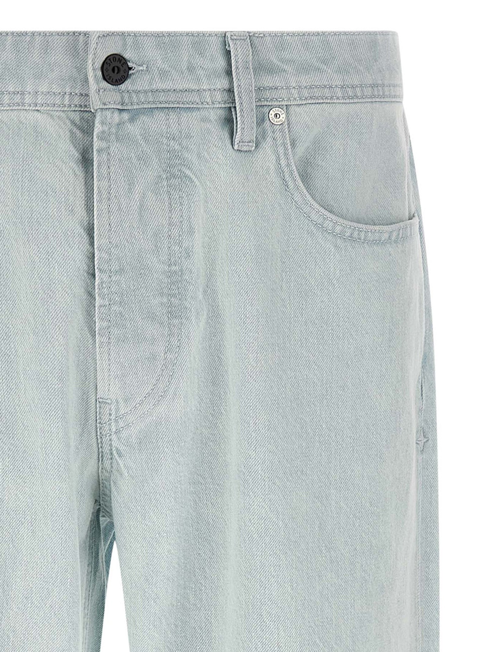 Stone Island Blue Cotton Straight-Leg Jeans