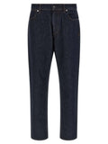 Stone Island Blue Cotton Straight-Leg Jeans