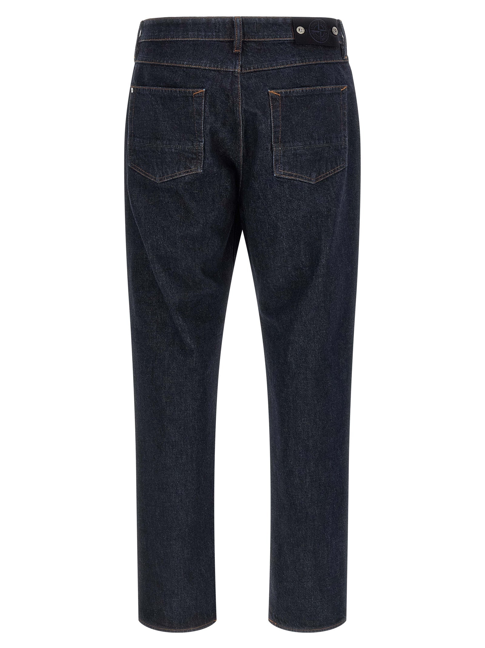 Stone Island Blue Cotton Straight-Leg Jeans