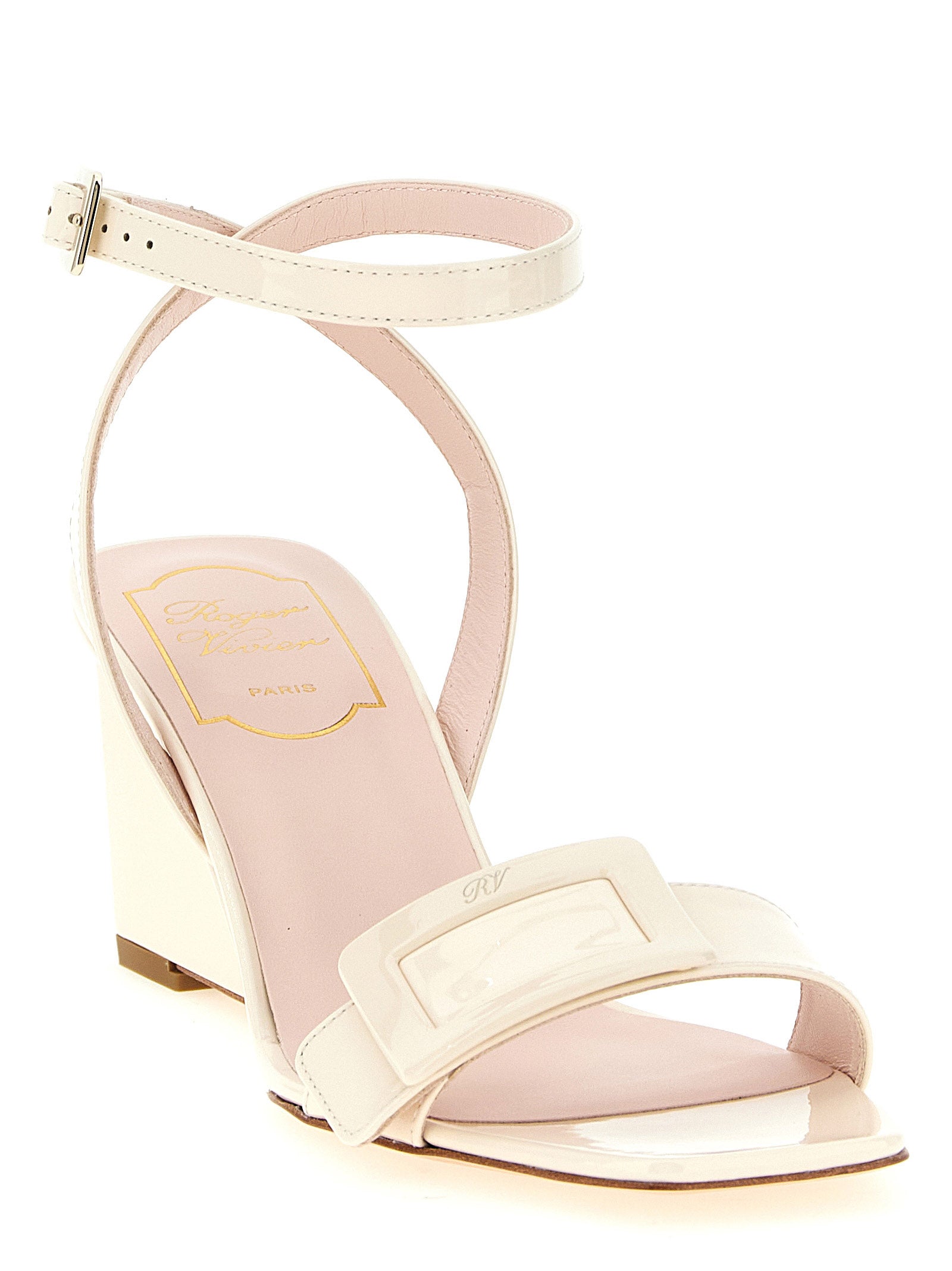 Roger Vivier White Calfskin Wedge Sandals