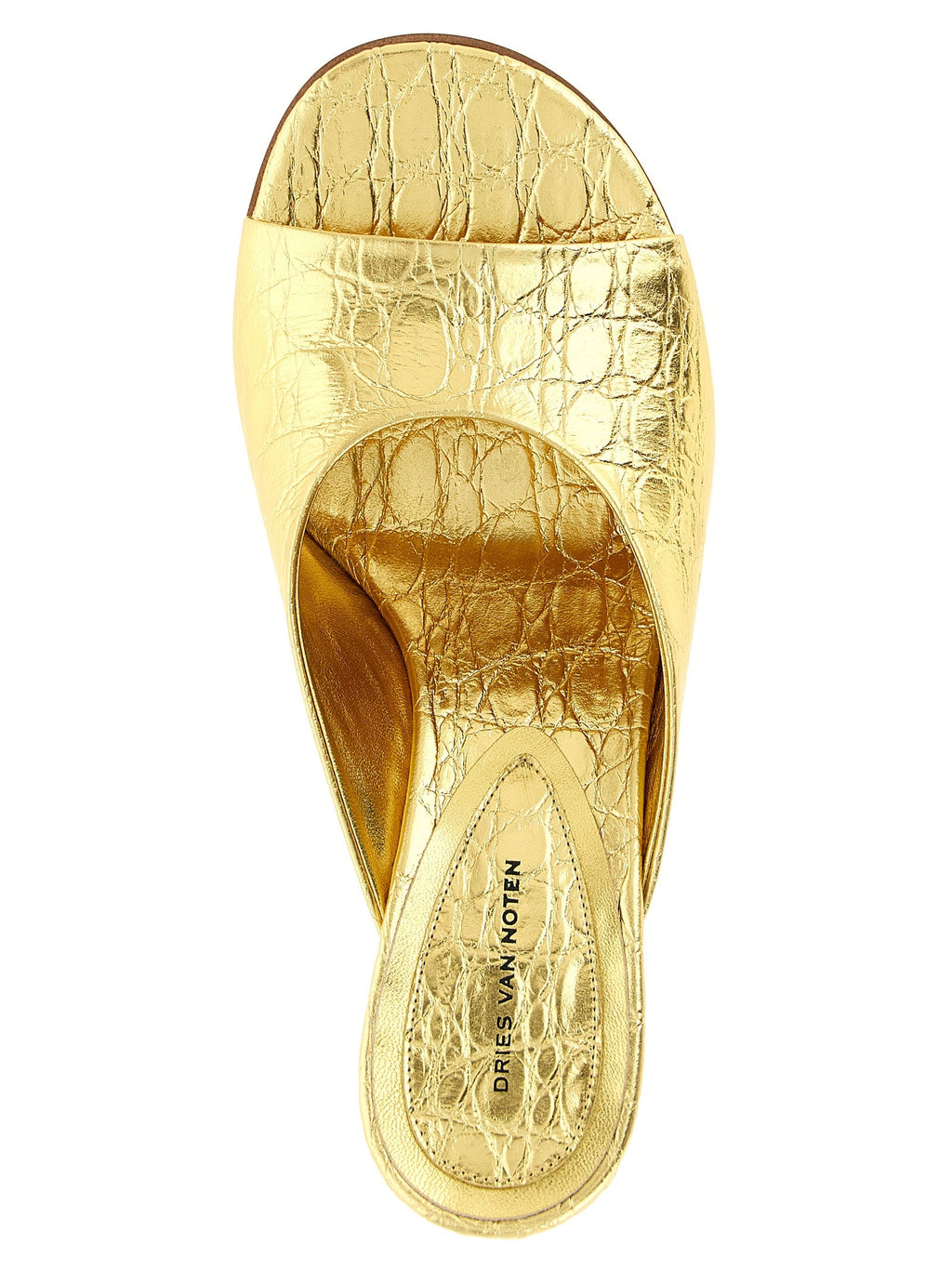 Dries Van Noten Gold Calfskin Wedge Sandals