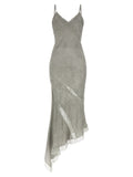 The Andamane Gray Viscose Long Dress