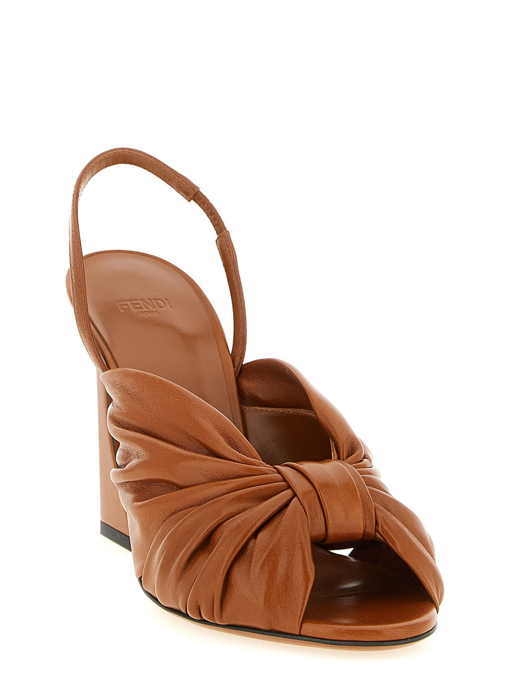 Fendi Brown Lamb Leather Stiletto Heel Sandals