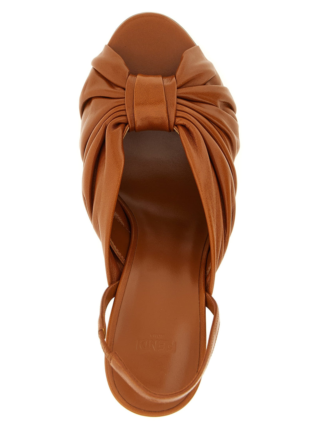 Fendi Brown Lamb Leather Stiletto Heel Sandals