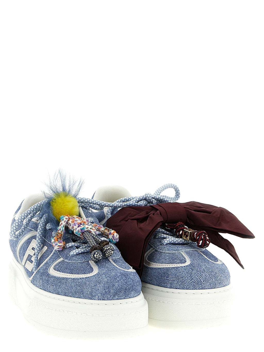 Fendi Blue Calfskin Platform Sneakers