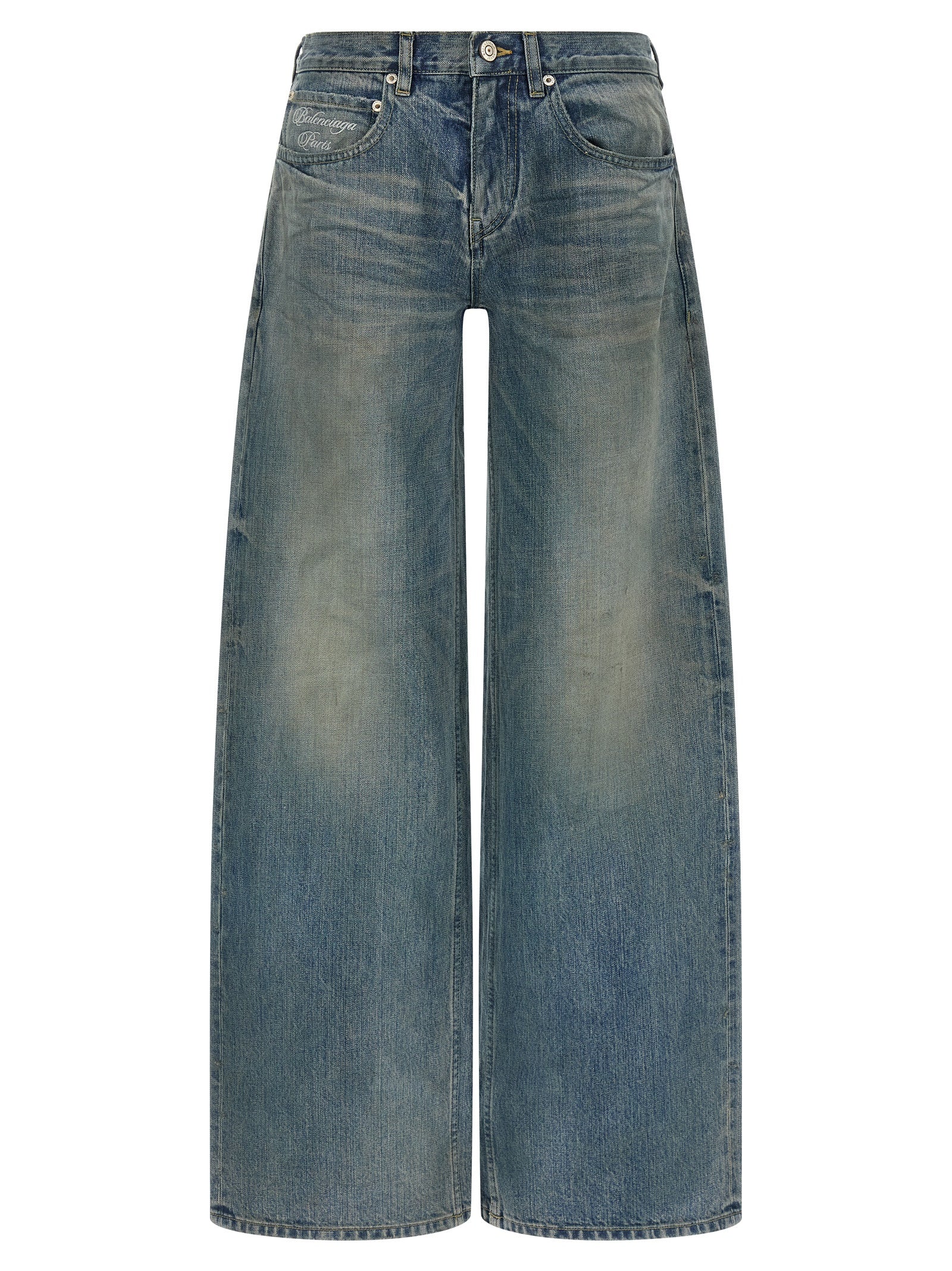 Balenciaga Blue Cotton Relaxed Fit Jeans