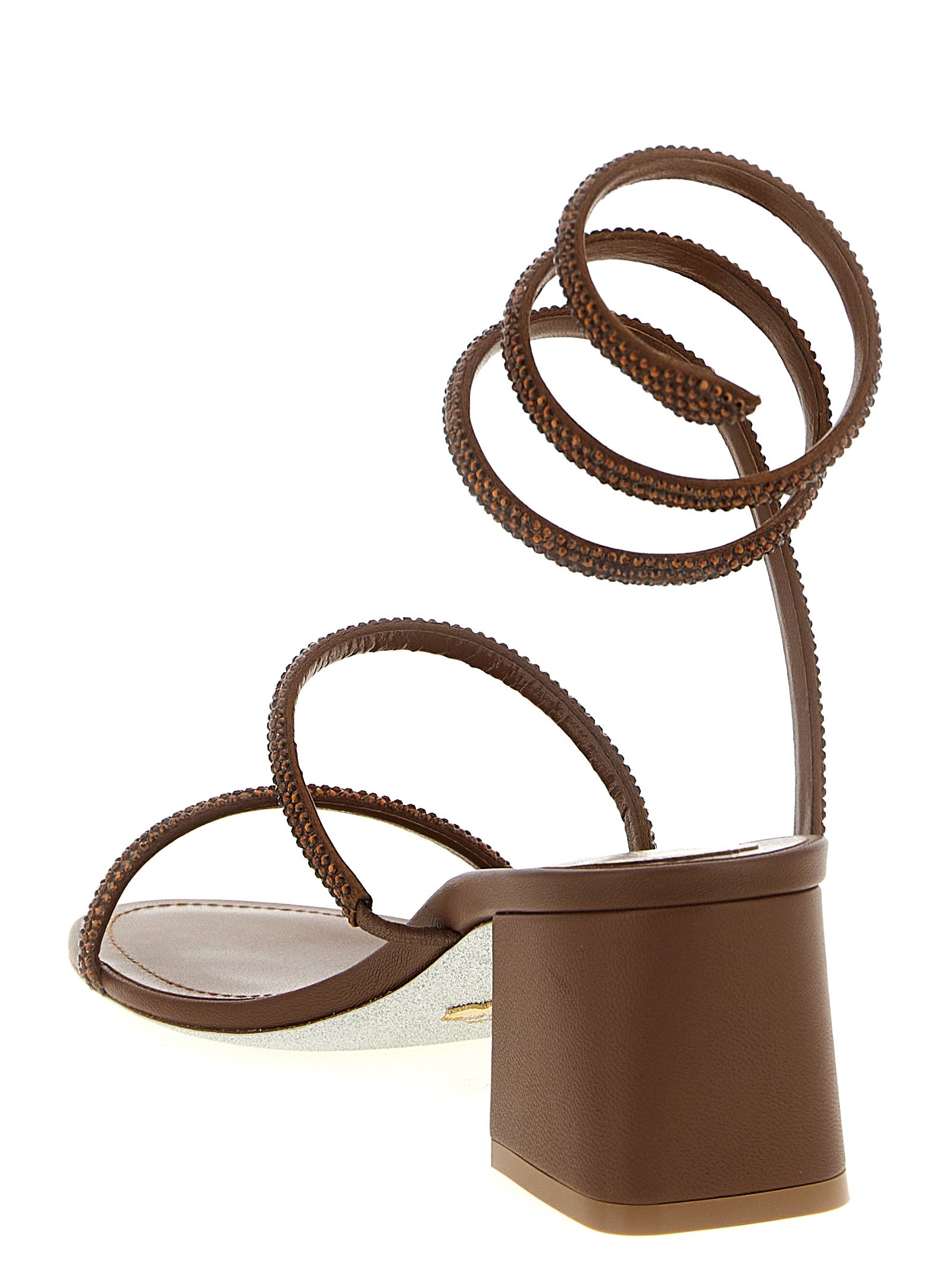 RENE CAOVILLA Brown Viscose Strap-On Sandals