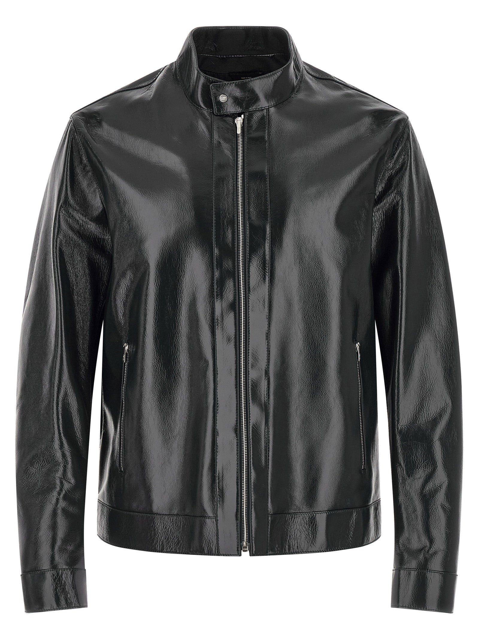 Fendi Blue Lamb Leather Leather Jacket