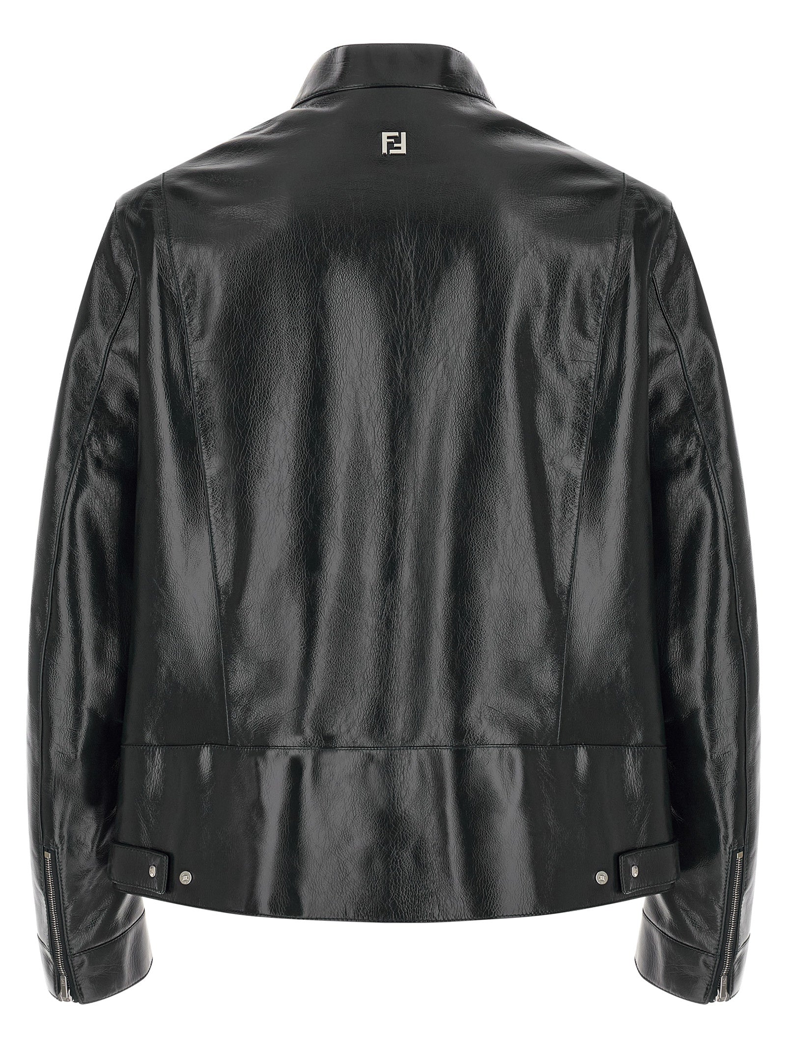 Fendi Blue Lamb Leather Leather Jacket
