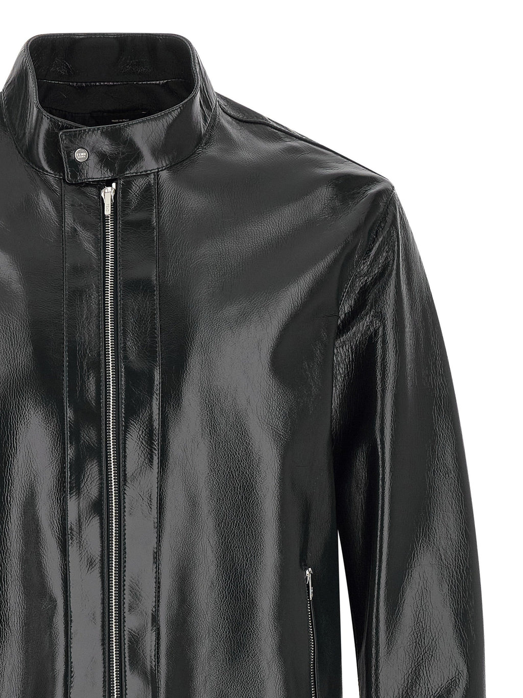 Fendi Blue Lamb Leather Leather Jacket