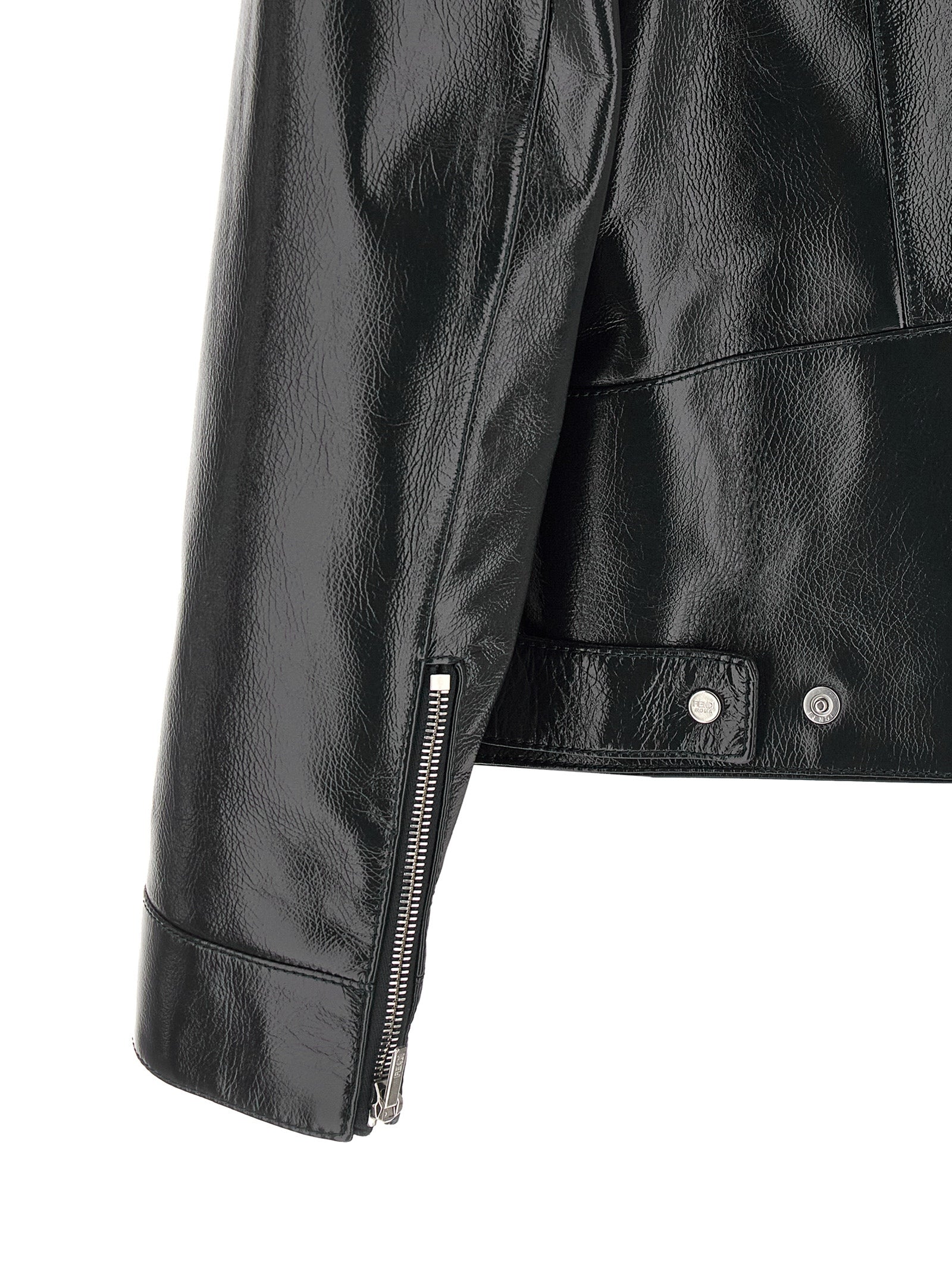 Fendi Blue Lamb Leather Leather Jacket