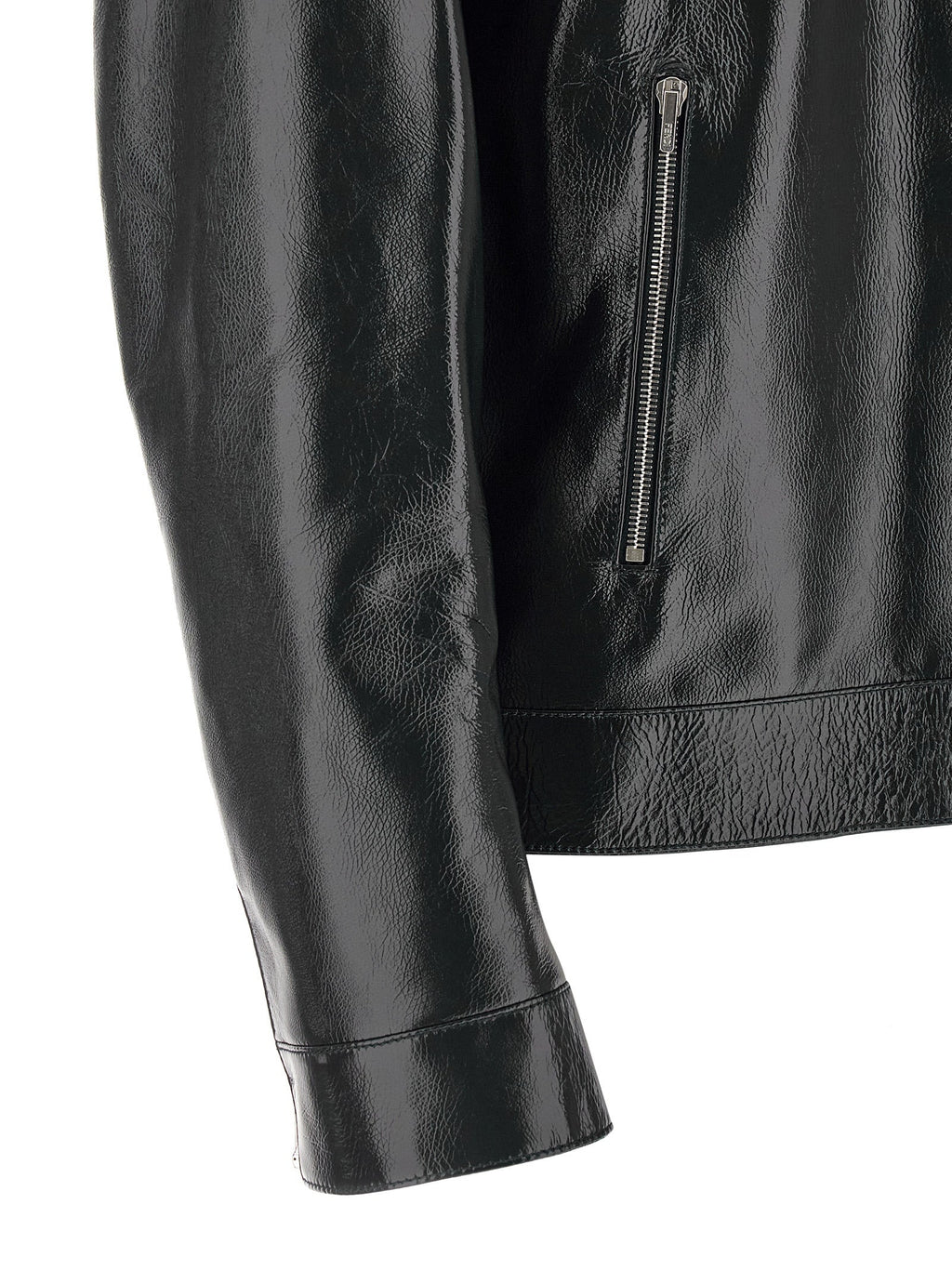 Fendi Blue Lamb Leather Leather Jacket