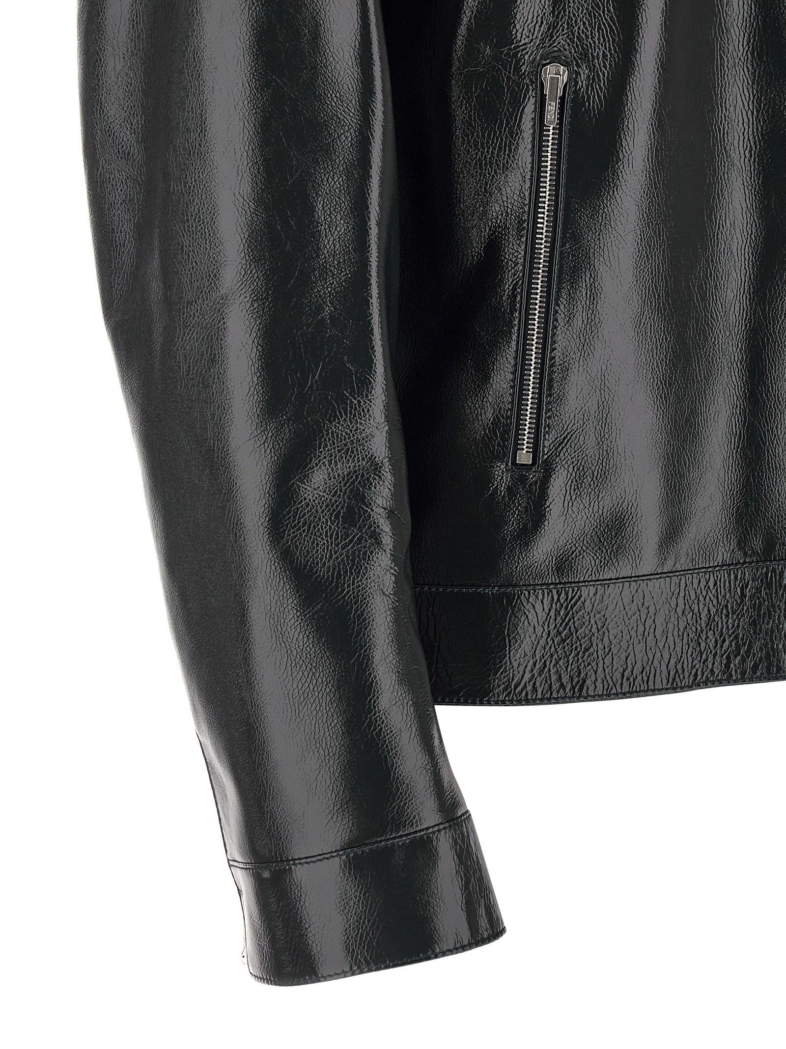 Fendi Blue Lamb Leather Leather Jacket