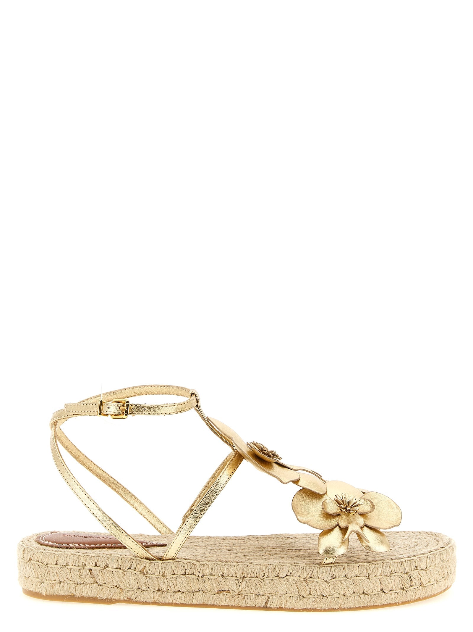 Zimmermann Gold Leather Flat Sandals