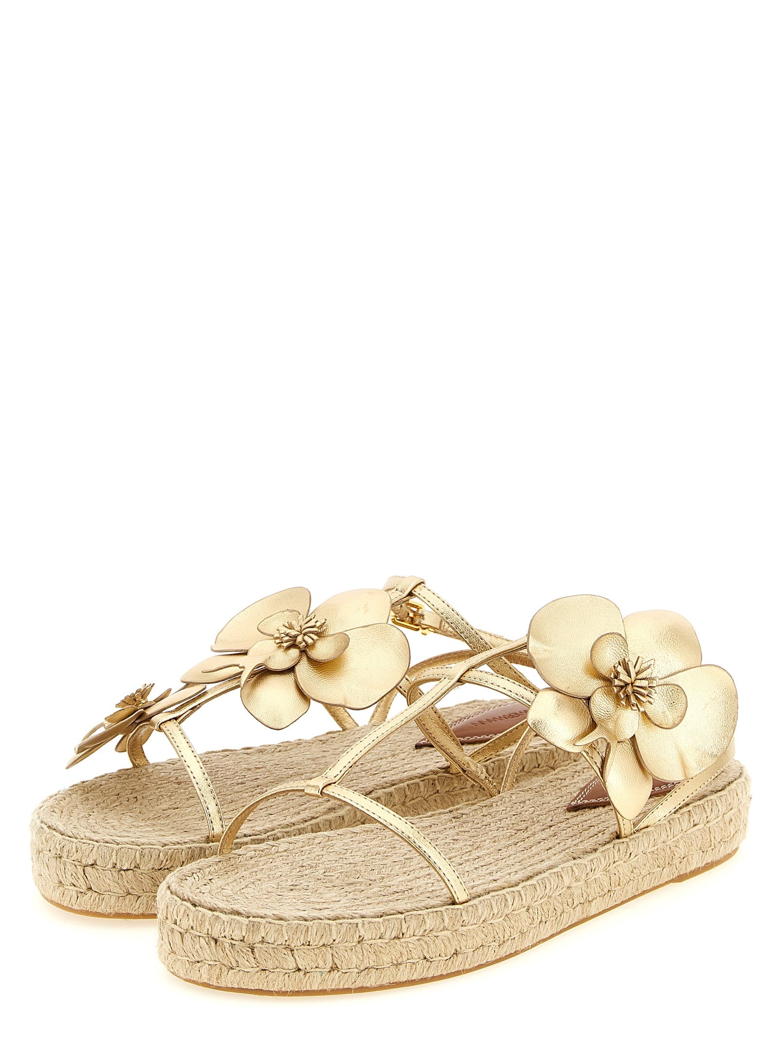 Zimmermann Gold Leather Flat Sandals
