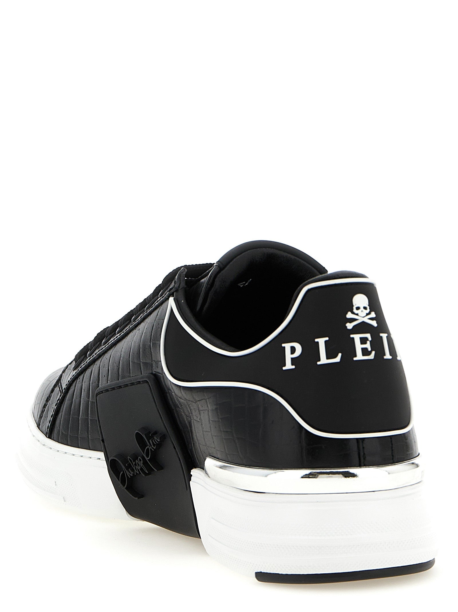 Philipp Plein Black Cowhide Low Top Sneakers