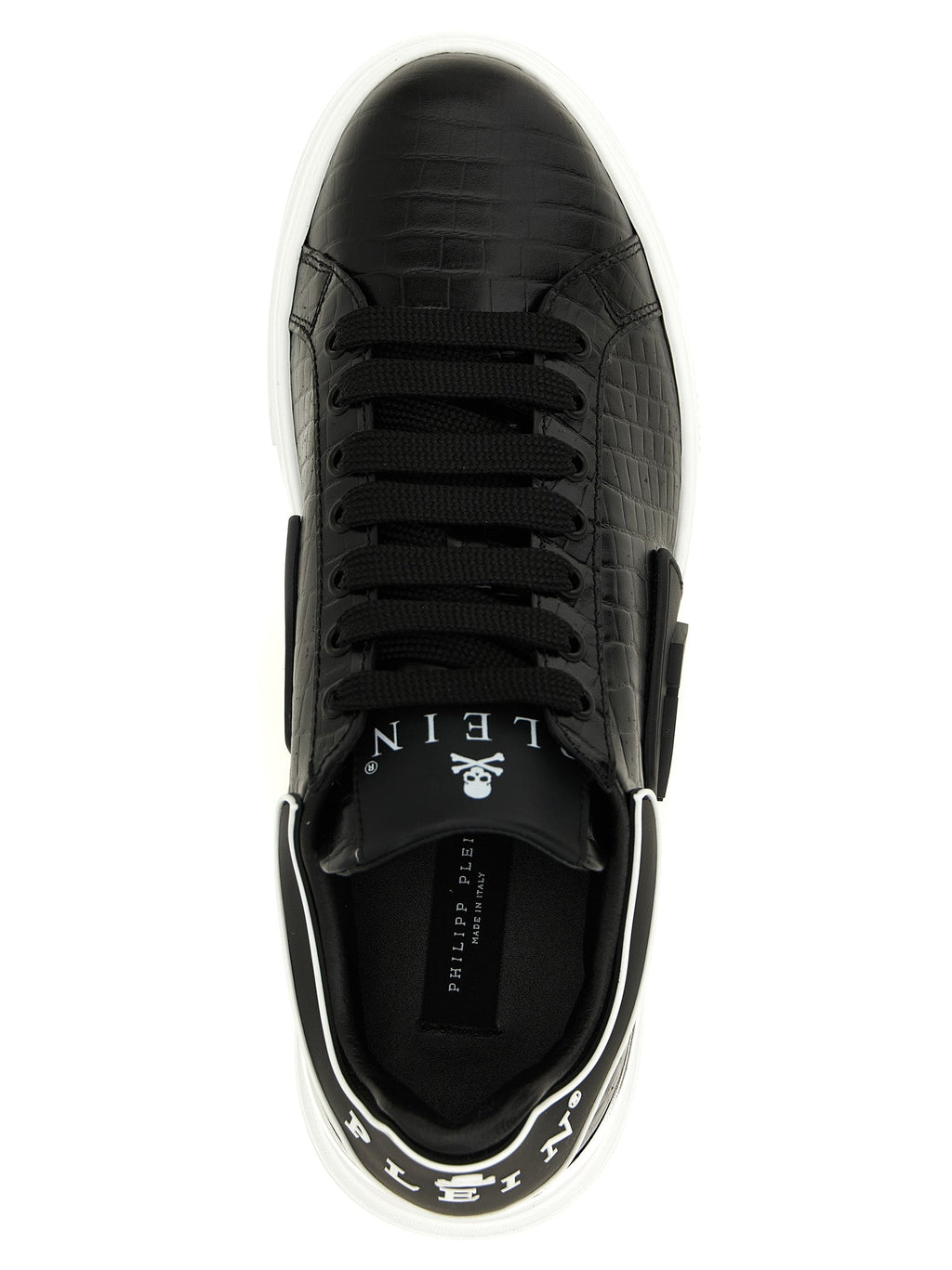 Philipp Plein Black Cowhide Low Top Sneakers