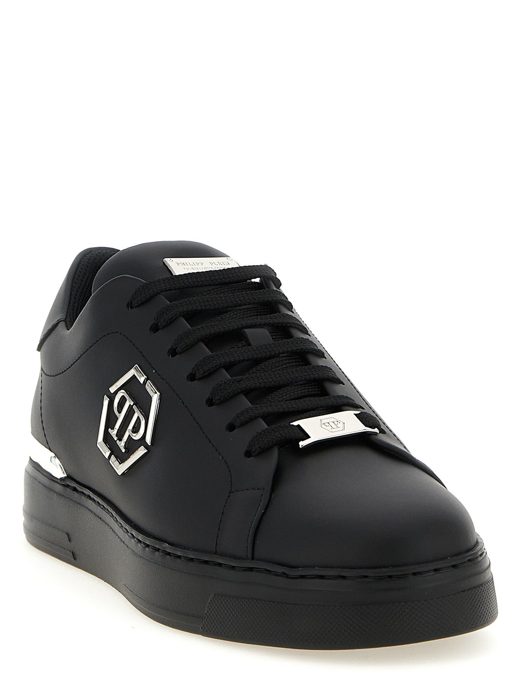 Philipp Plein Black Calfskin Low Top Sneakers