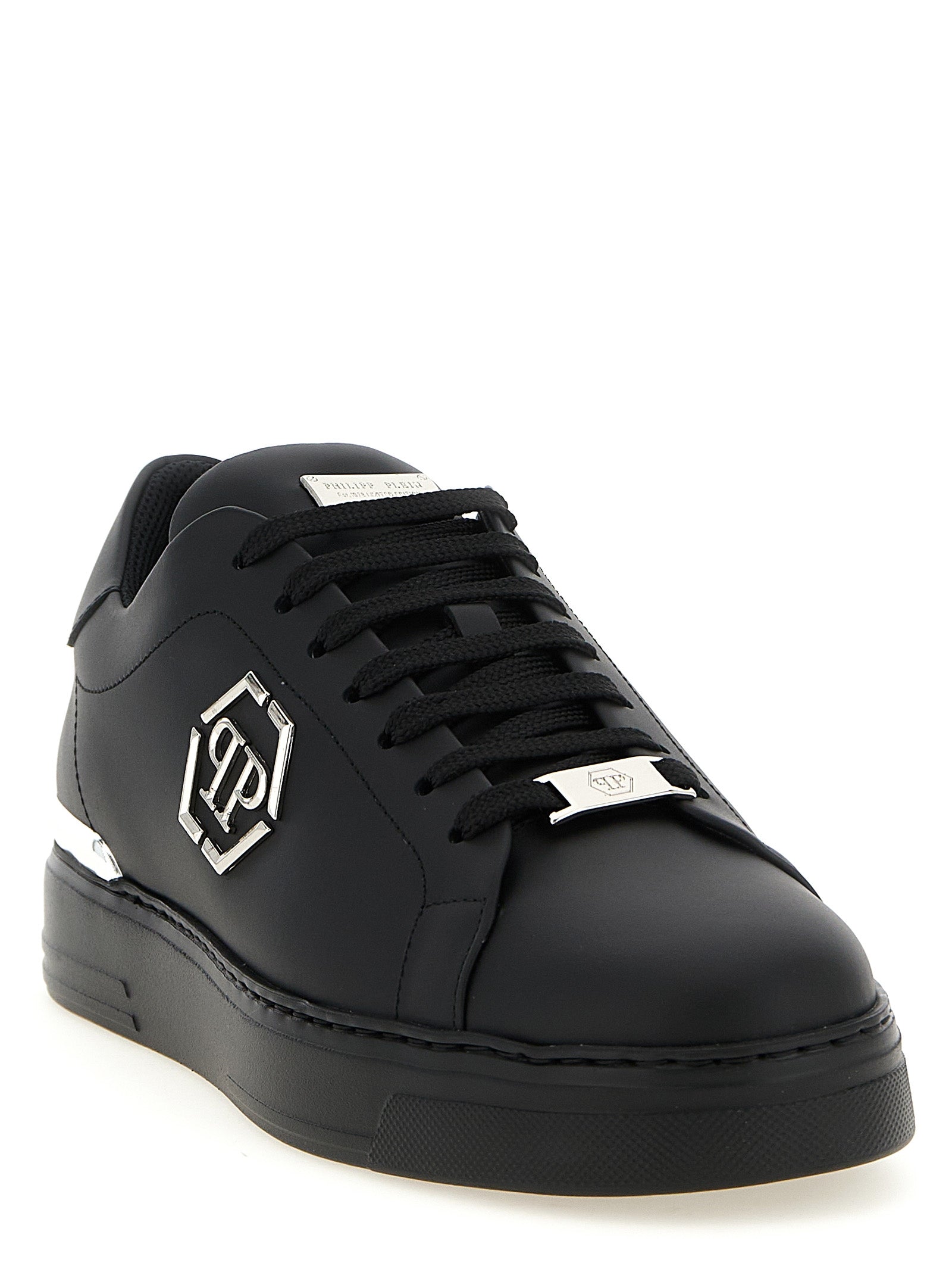 Philipp Plein Black Calfskin Low Top Sneakers