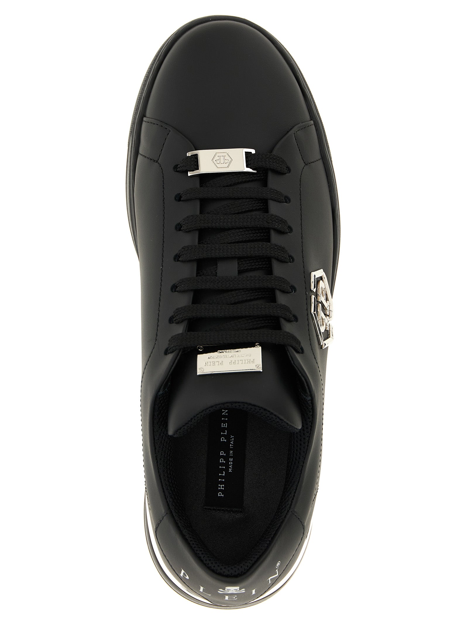 Philipp Plein Black Calfskin Low Top Sneakers