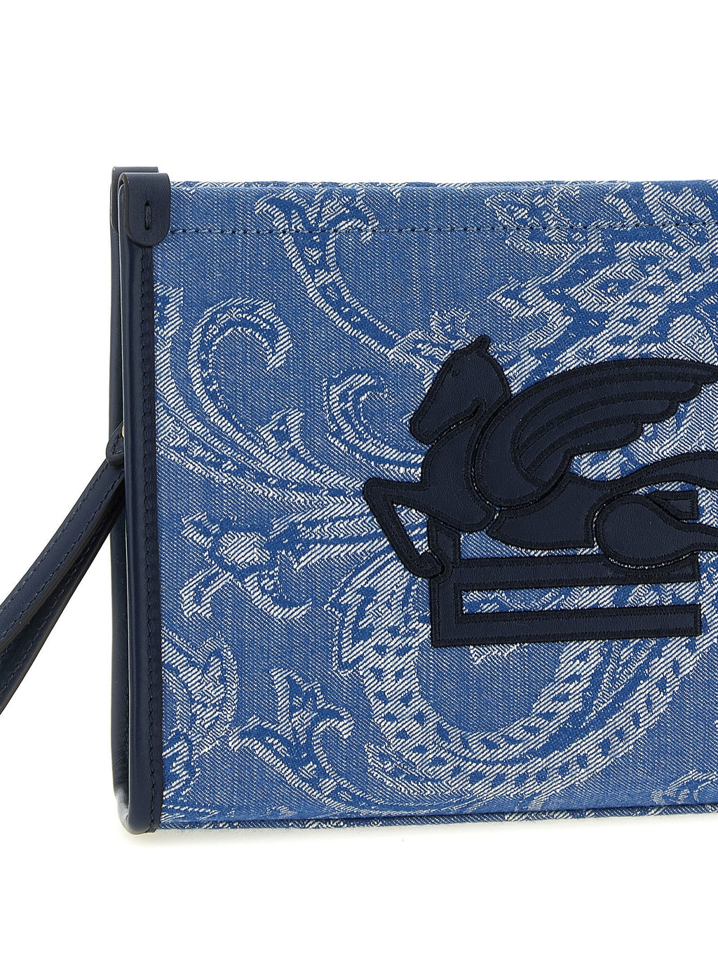 Etro Blue Cotton Clutch Bag