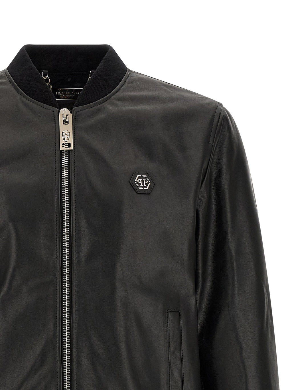 Philipp Plein Black Lambskin Leather Jacket
