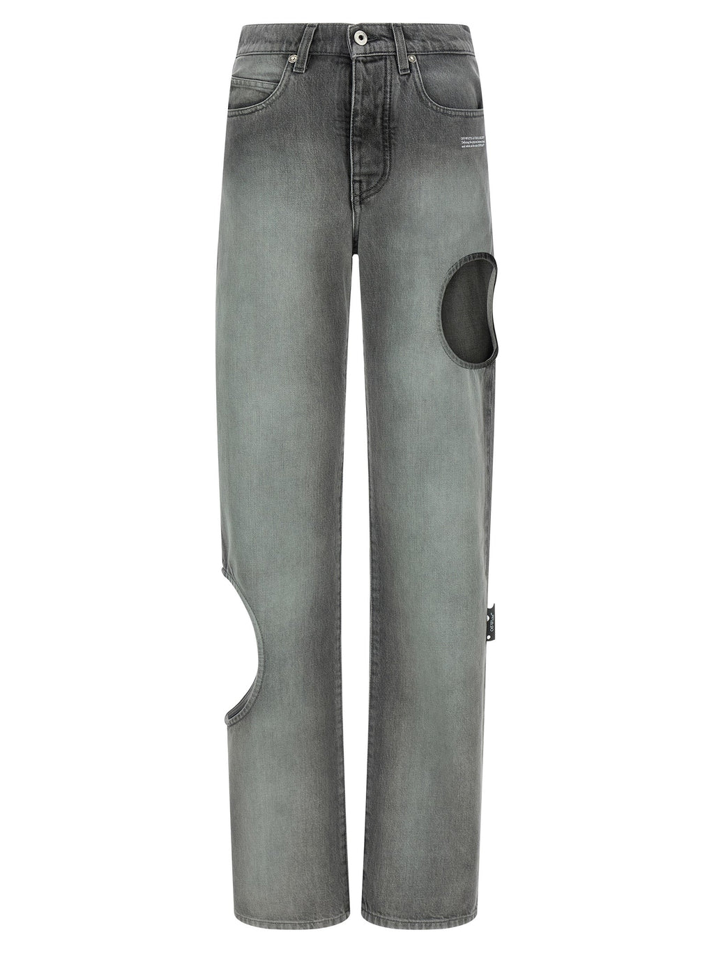 Off-White Gray Cotton Straight-Leg Jeans