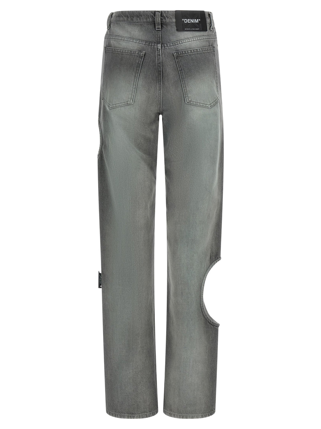 Off-White Gray Cotton Straight-Leg Jeans