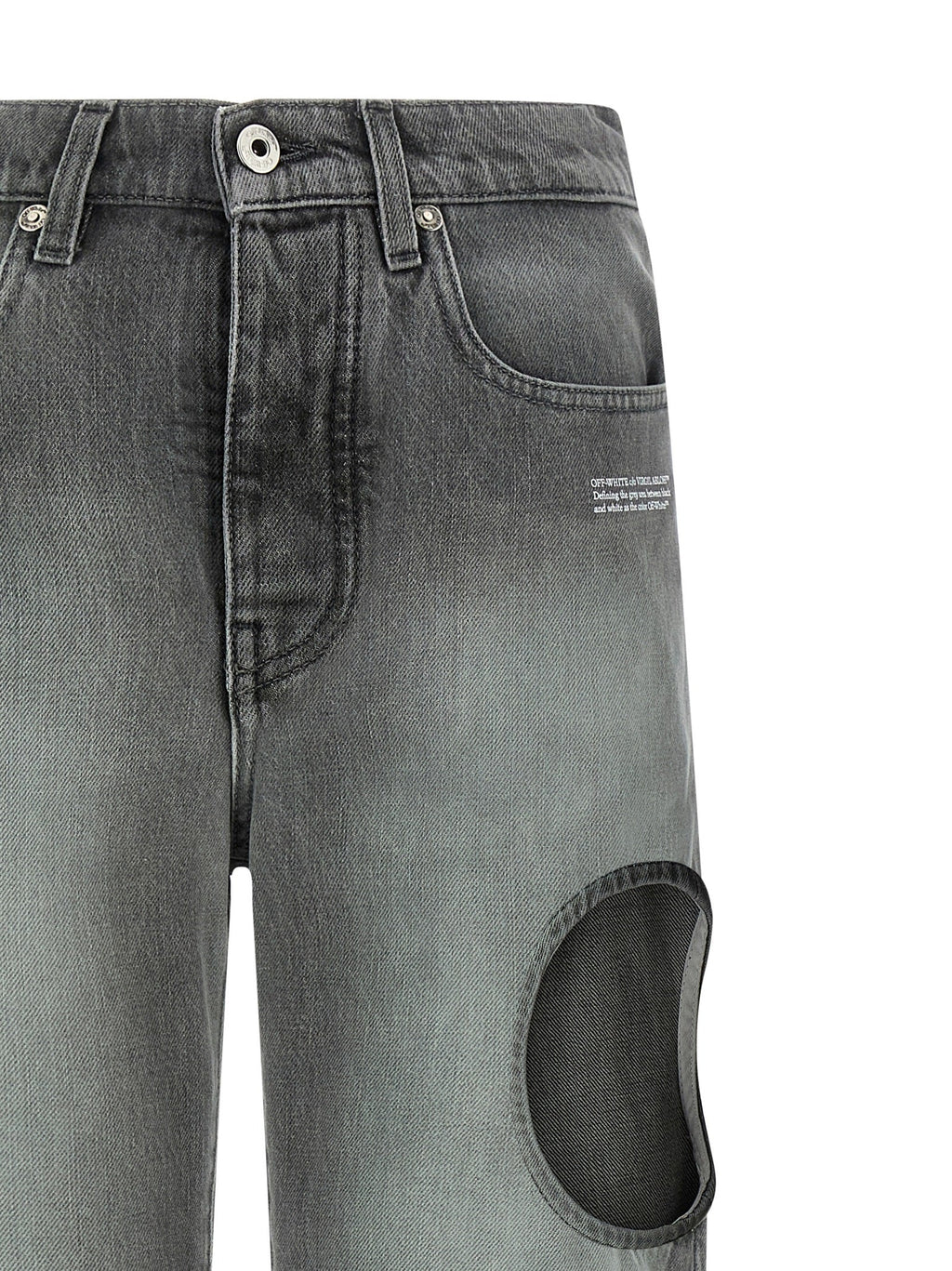 Off-White Gray Cotton Straight-Leg Jeans