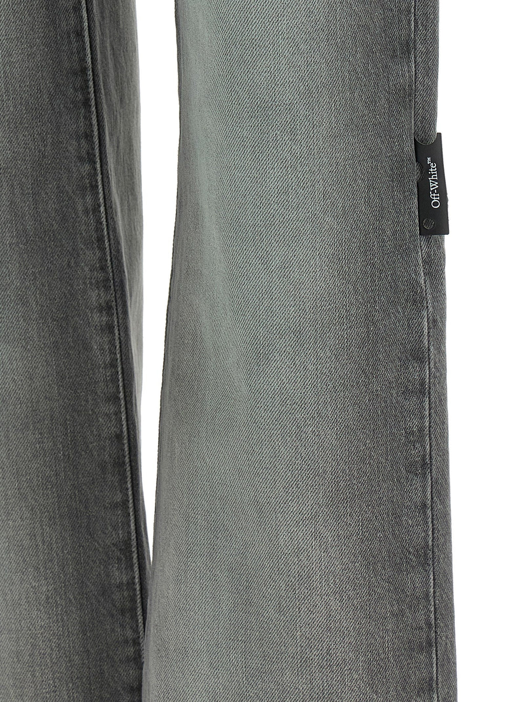Off-White Gray Cotton Straight-Leg Jeans