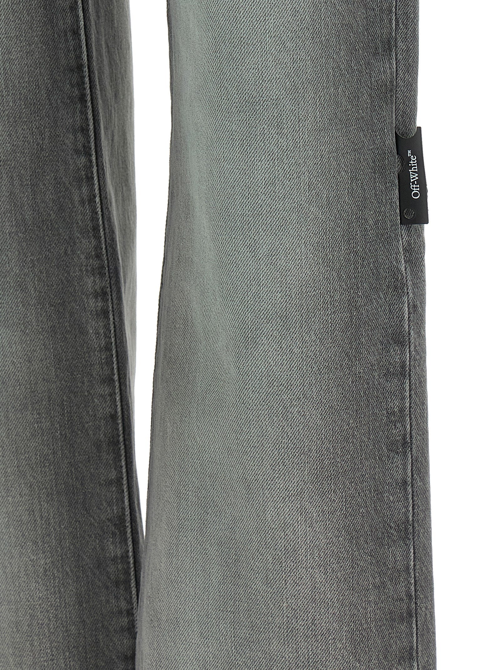 Off-White Gray Cotton Straight-Leg Jeans