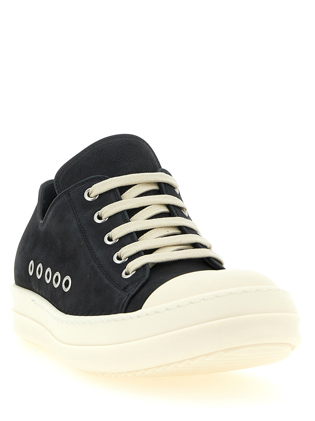 Rick Owens Black Calfskin Low Top Sneakers