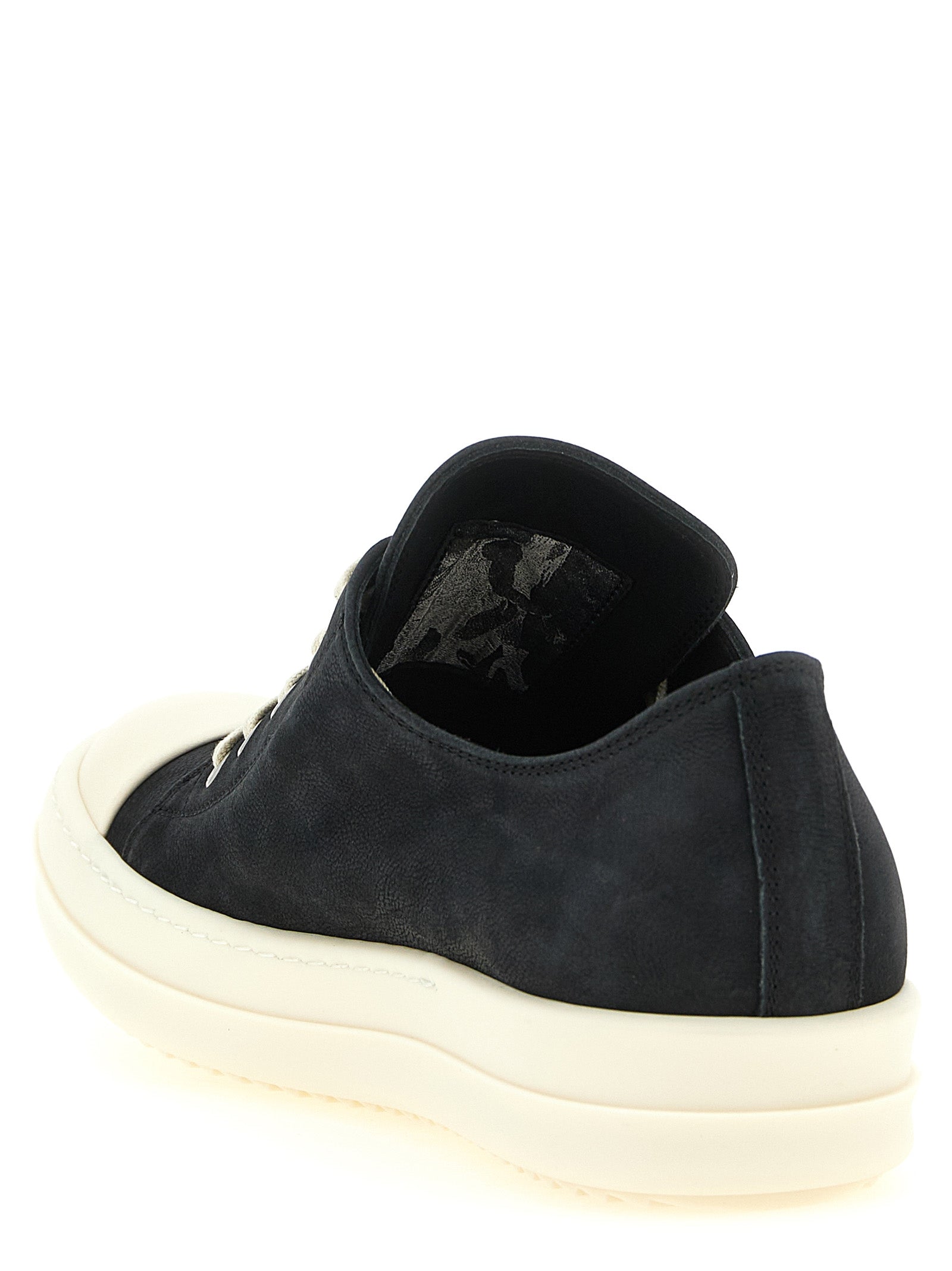 Rick Owens Black Calfskin Low Top Sneakers