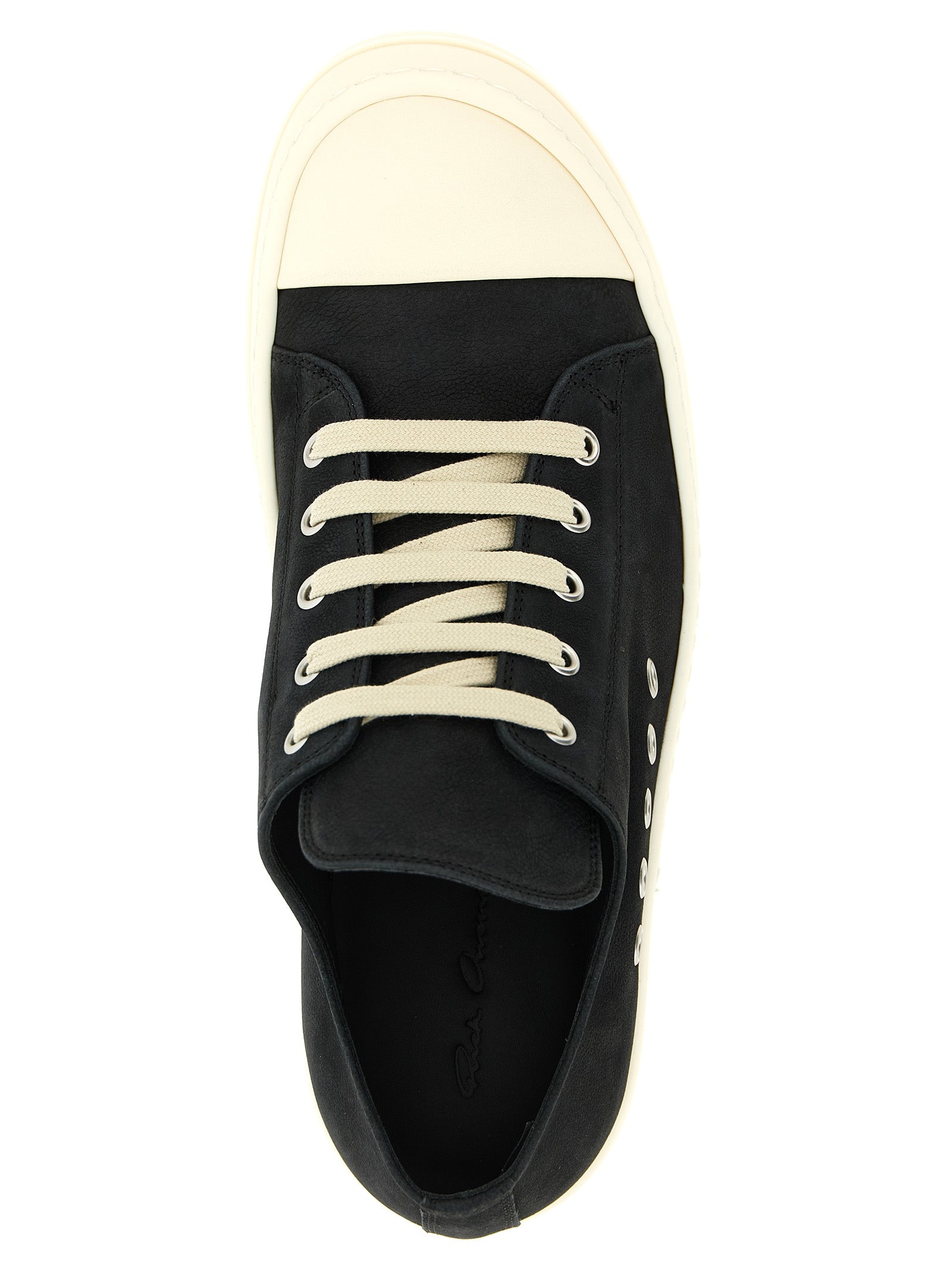Rick Owens Black Calfskin Low Top Sneakers