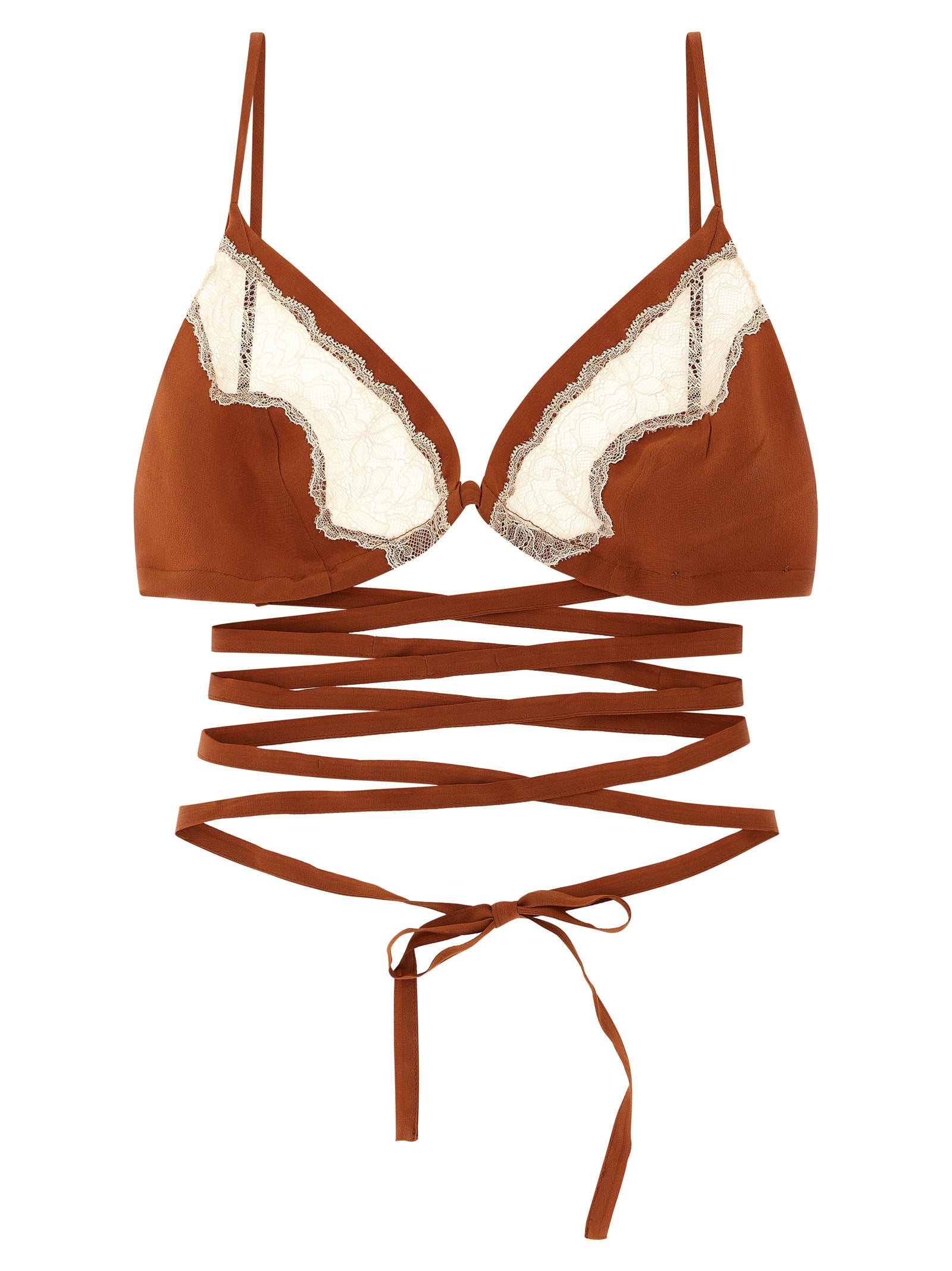 MAISON JEJIA Brown Silk Bra MAISON JEJIA
