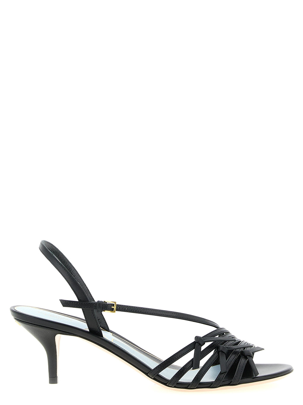 Valentino Garavani Black Calfskin Stiletto Heel Sandals