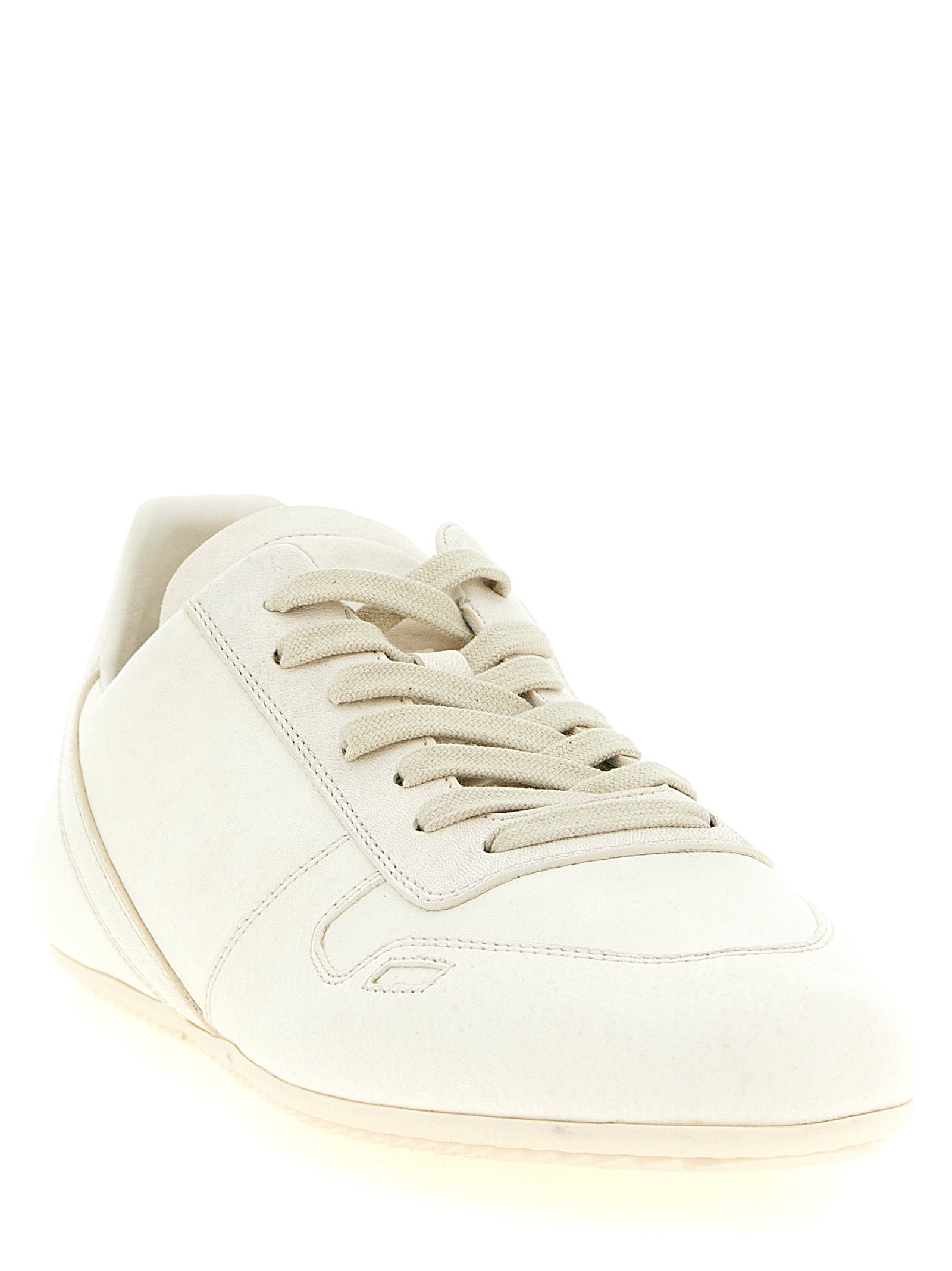 Rick Owens White Lamb Leather Low Top Sneakers
