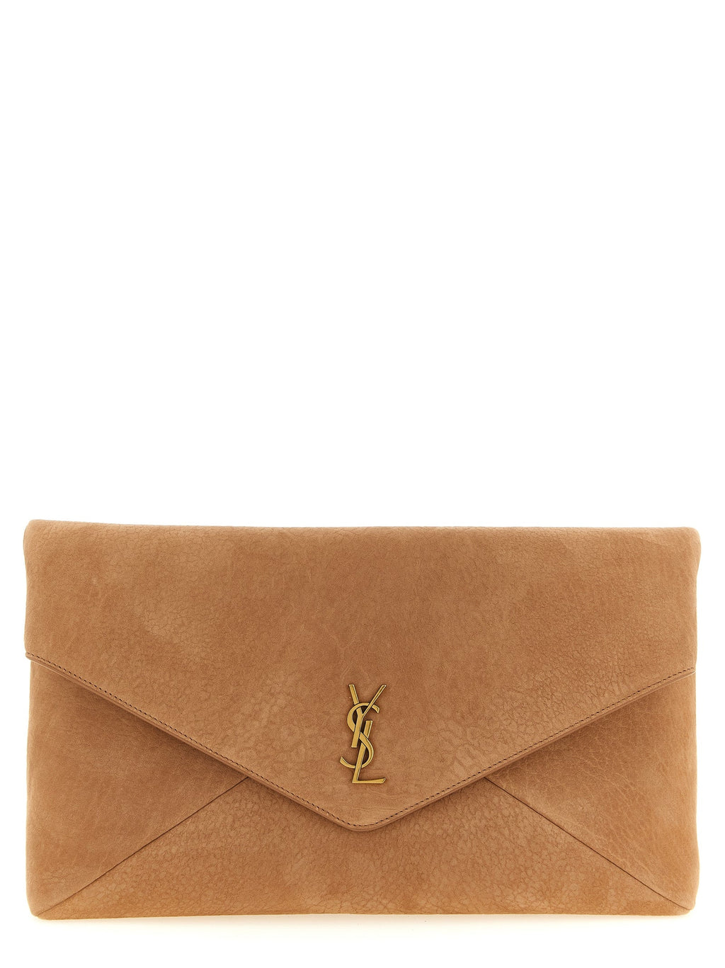 Saint Laurent Brown Lamb Leather Clutch Bag