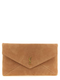 Saint Laurent Brown Lamb Leather Clutch Bag