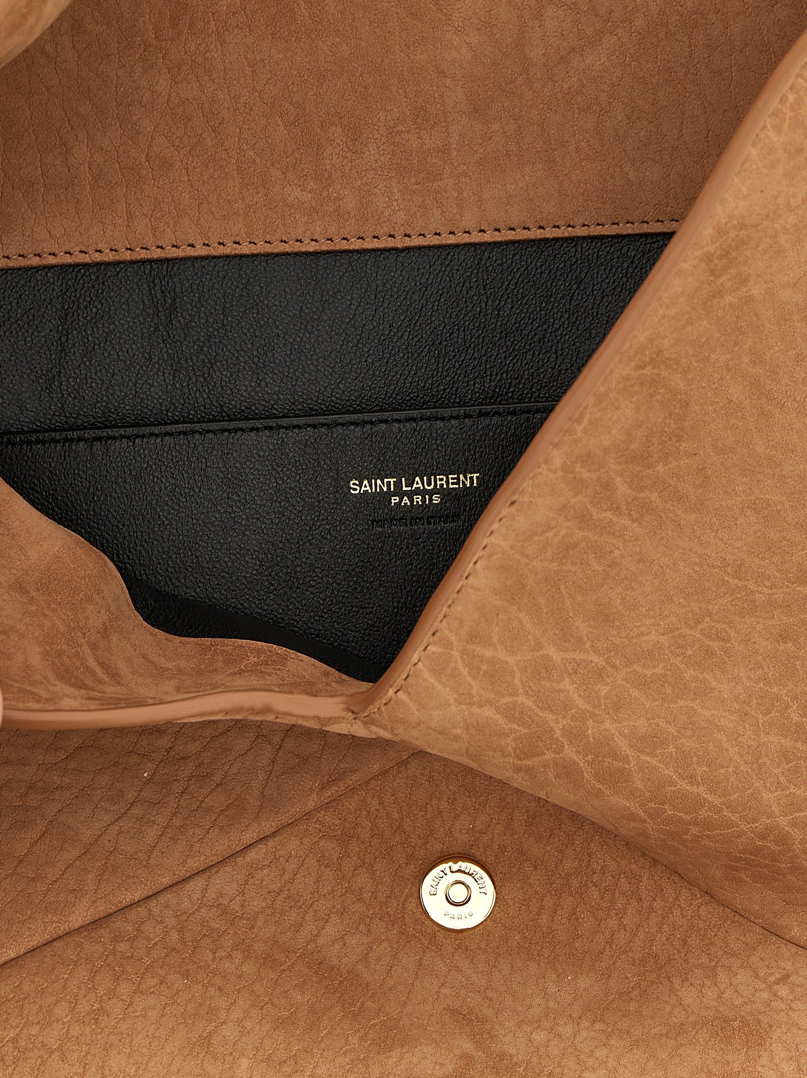 Saint Laurent Brown Lamb Leather Clutch Bag