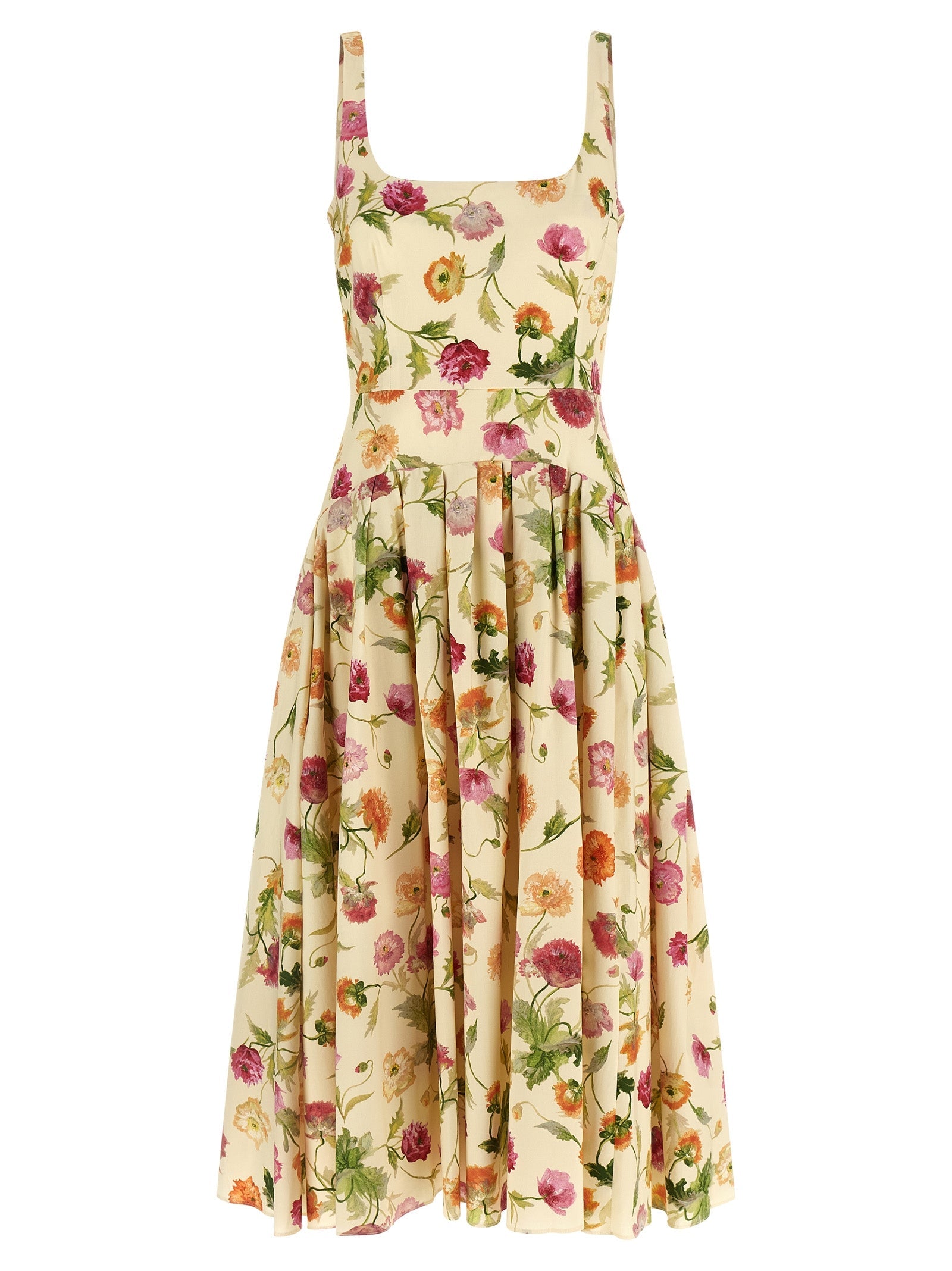 Carolina Herrera Beige Cotton Midi Dress