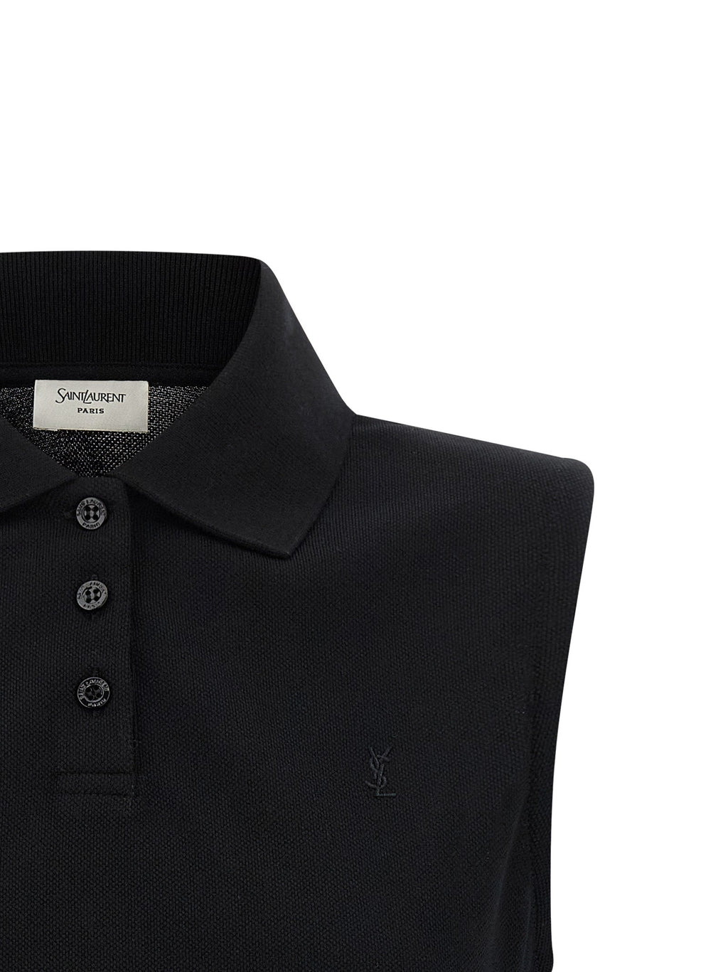 Saint Laurent Black Cotton Polo Shirt