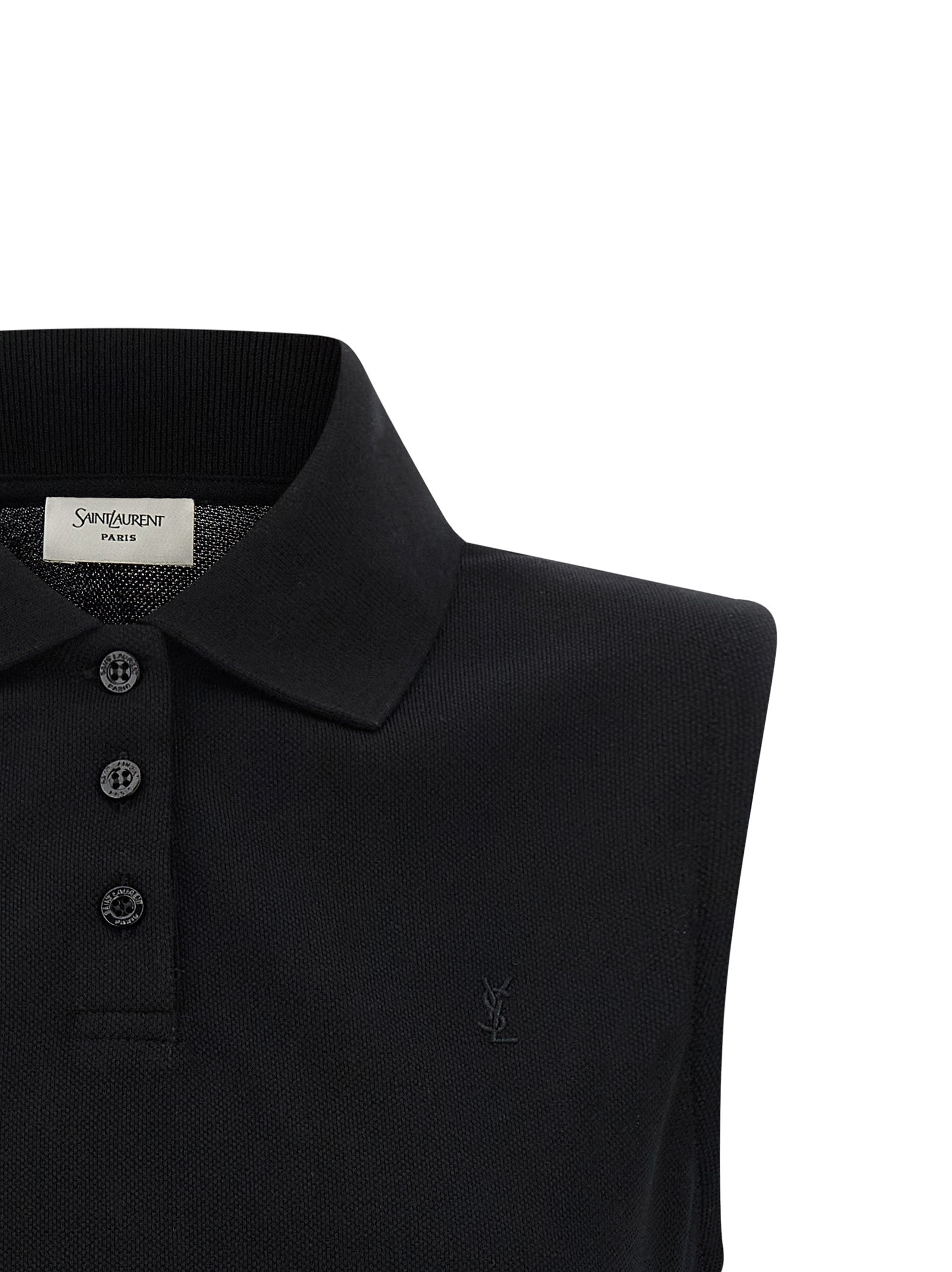Saint Laurent Black Cotton Polo Shirt