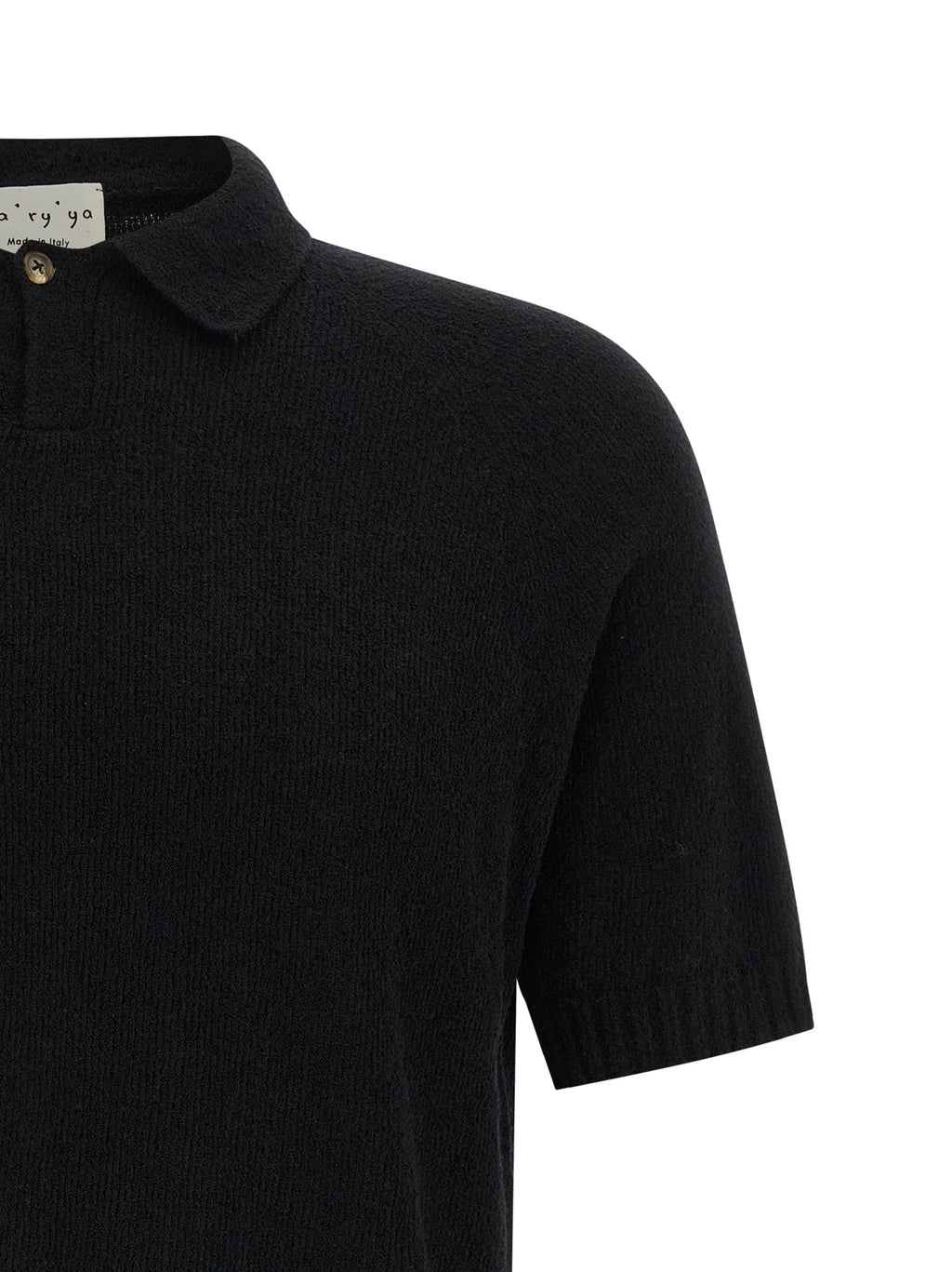 MA'RY'YA Black Cotton Polo Shirt