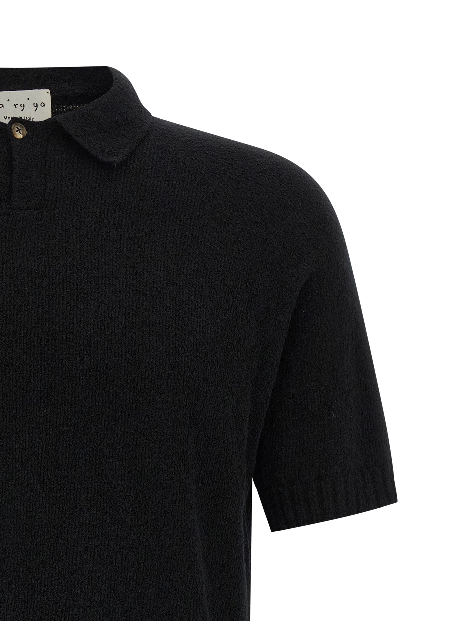 MA'RY'YA Black Cotton Polo Shirt