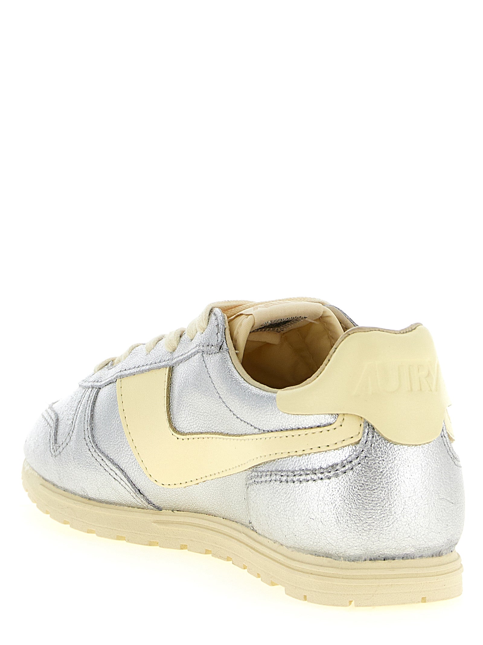 Autry Silver Cowhide Low Top Sneakers
