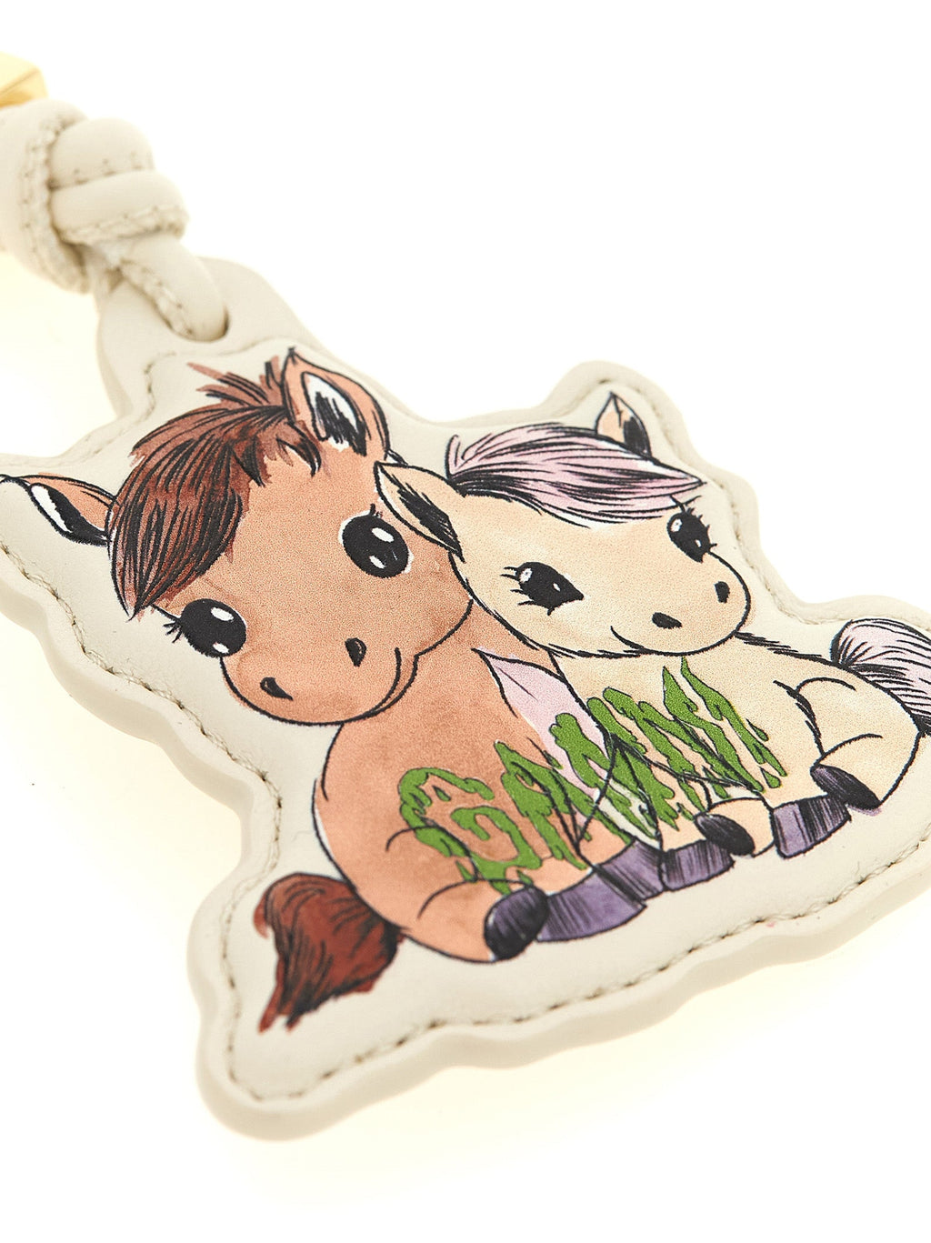 Ganni Beige Leather Keychain