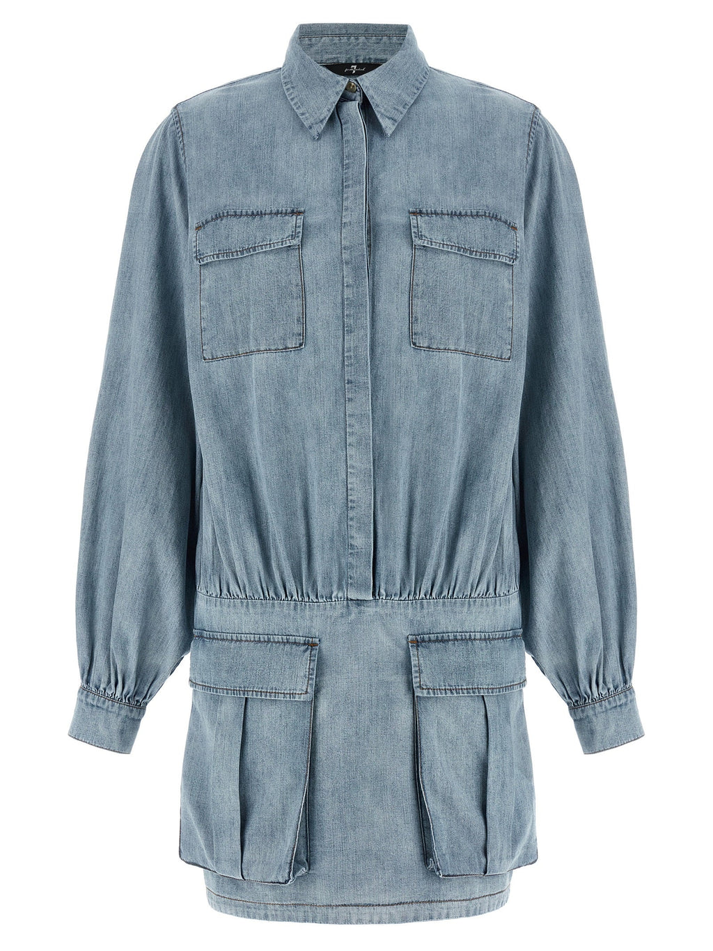 7 For All Mankind Blue Cotton Short Dress