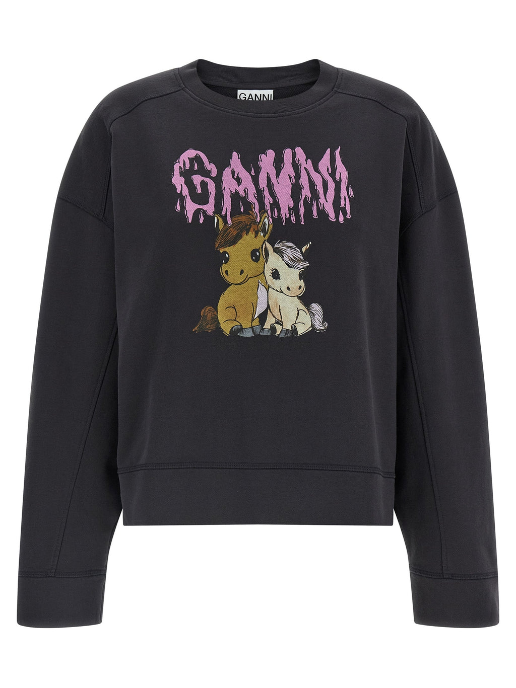 Ganni Black Organic Cotton Sweatshirt